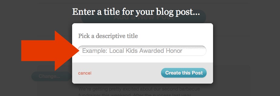 Title field for new blog post
