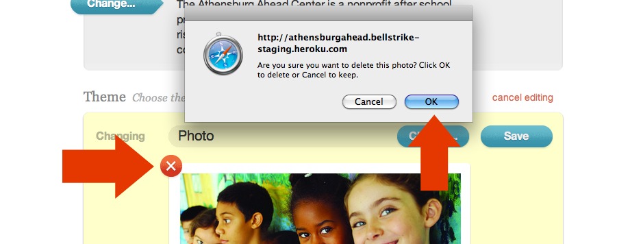 Delete button in Photo Theme