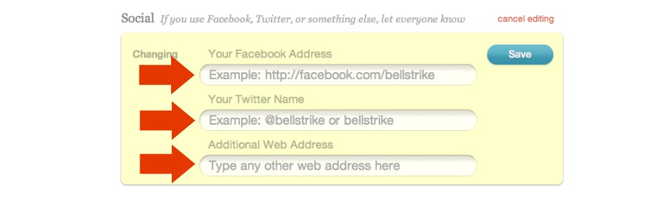 Fields for social section