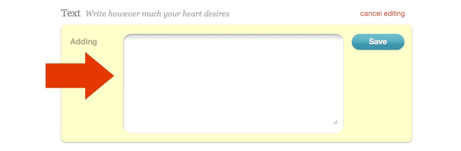 Save button for text sections
