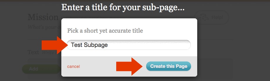 Title field for Add a Subpage