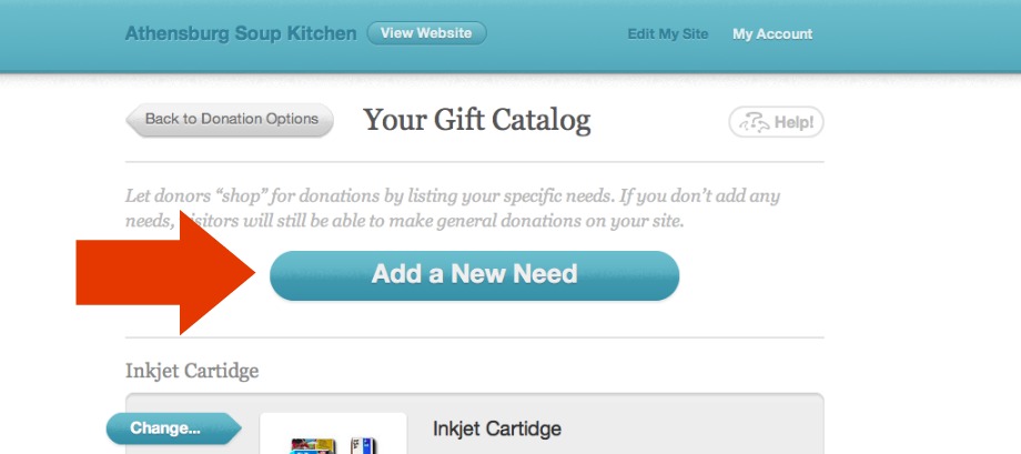 Text area for giving instructions to donors
