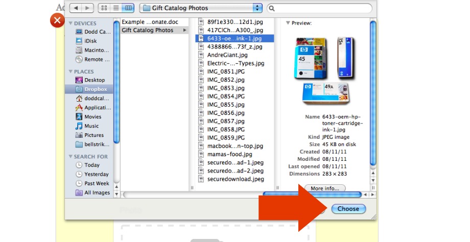 Save button for saving instructions to donors