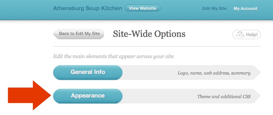 Appearance button
