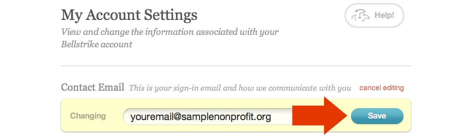 Bellstrike email address save button