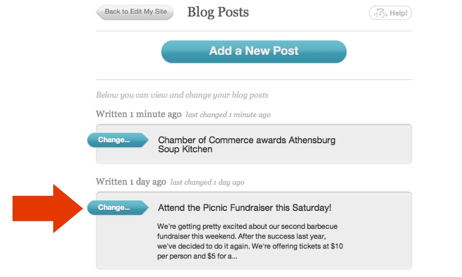 Change button on blog post