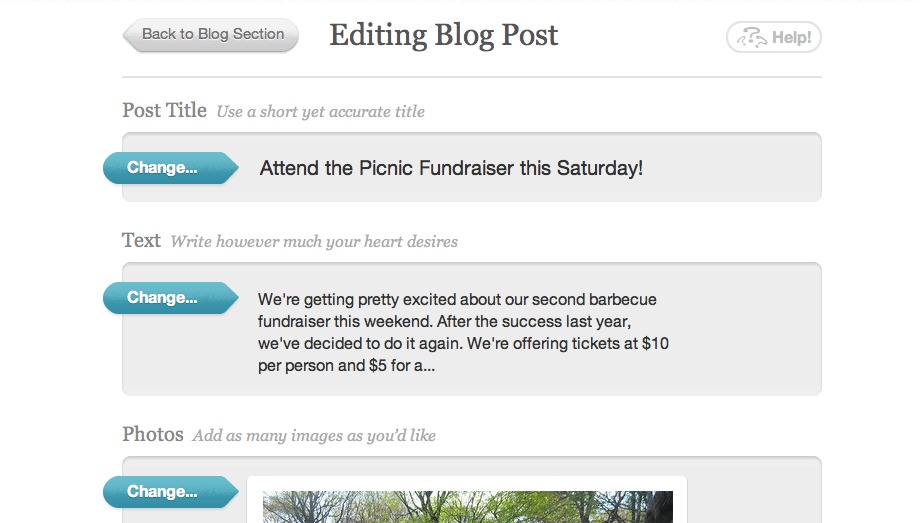 Begin editing blog post