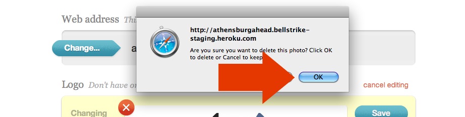 Confirm deletion button