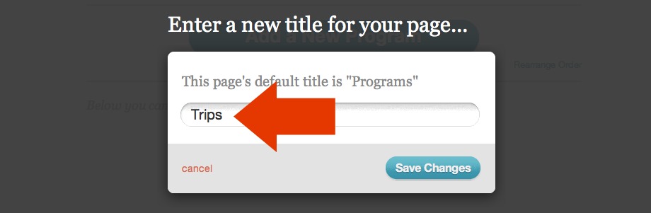 Rename page text field
