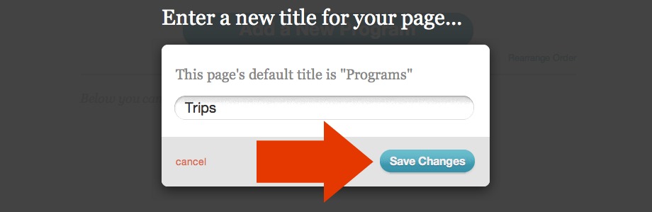 Save button for renaming pages