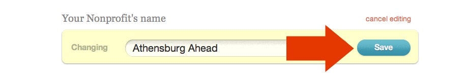 Your Nonprofit's Name - Save button