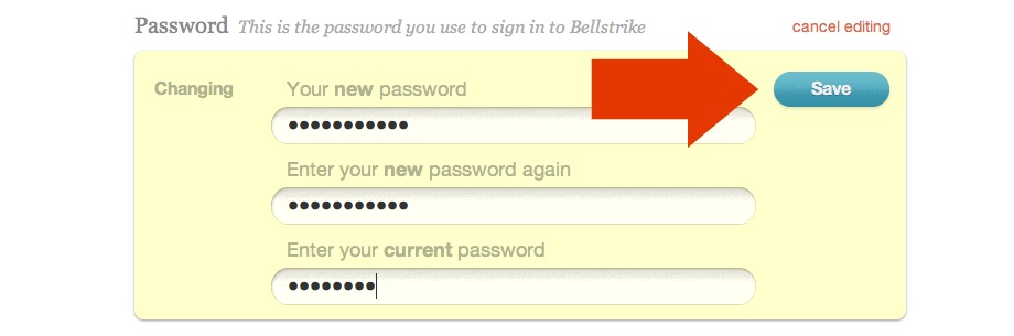 Save new password button
