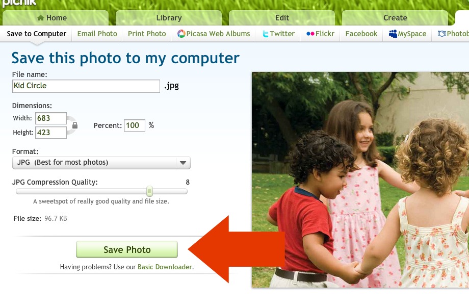 Picnick.com Save button