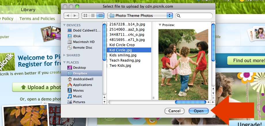 Picnick.com Choose a Photo from your computer option