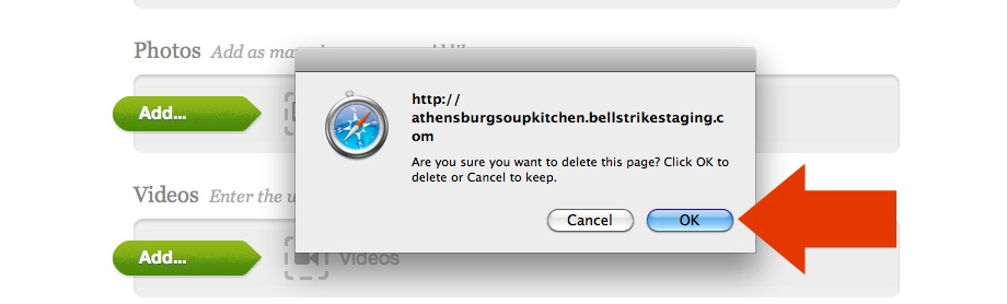 Confirm deletion button