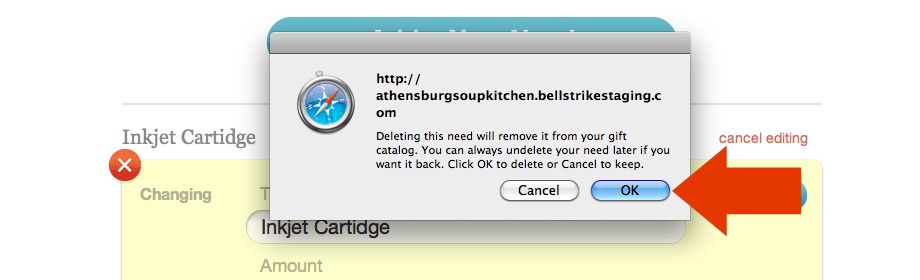 Confirm deletion button