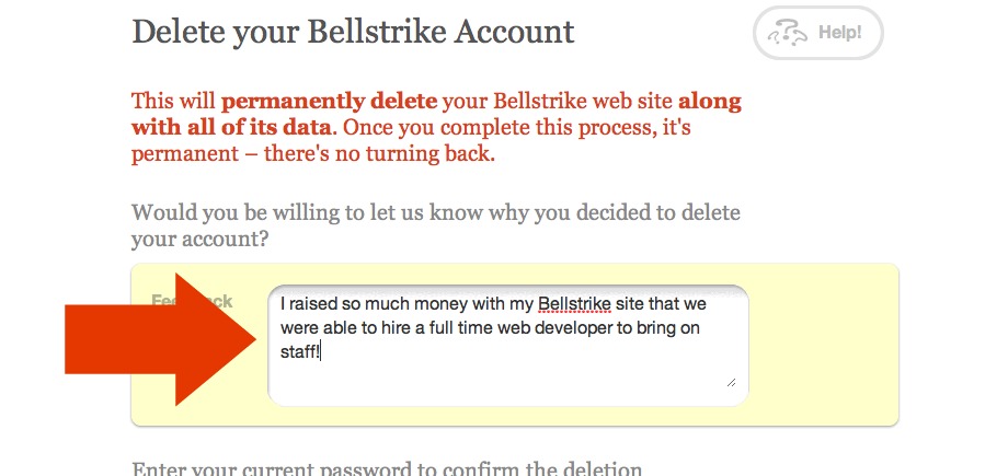 Reason for deleting your accunt field