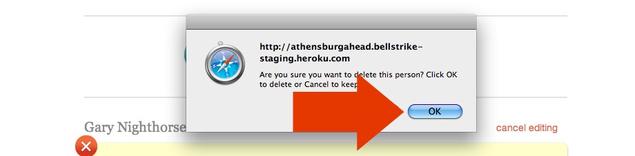 Confirm deletion button