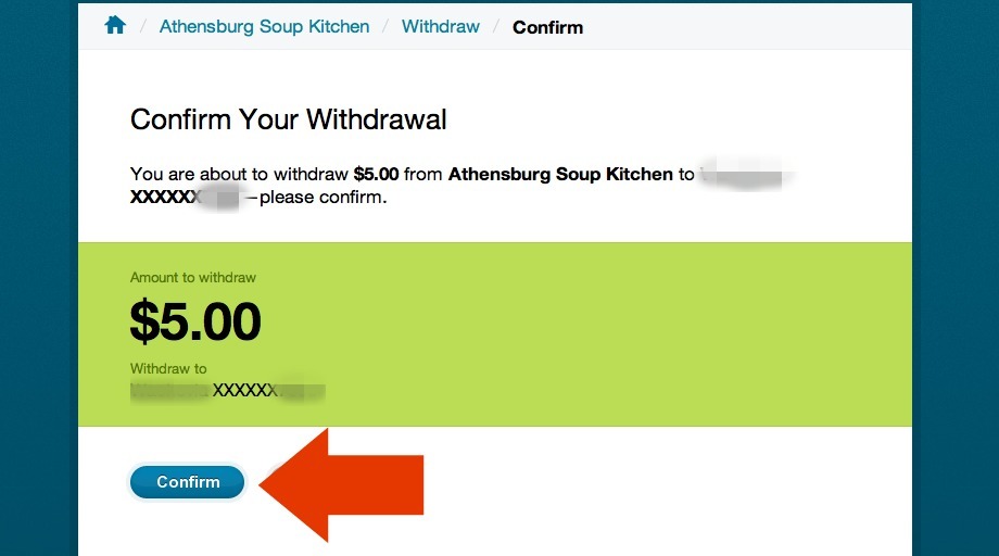 WePay.com bank transfer confirmation