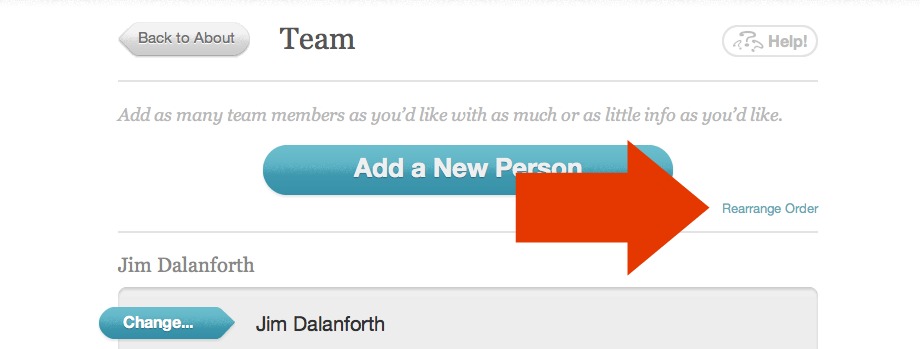 Rearrange Order button on Team Member page