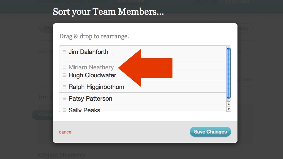 Drag and Drop Order of Team Member