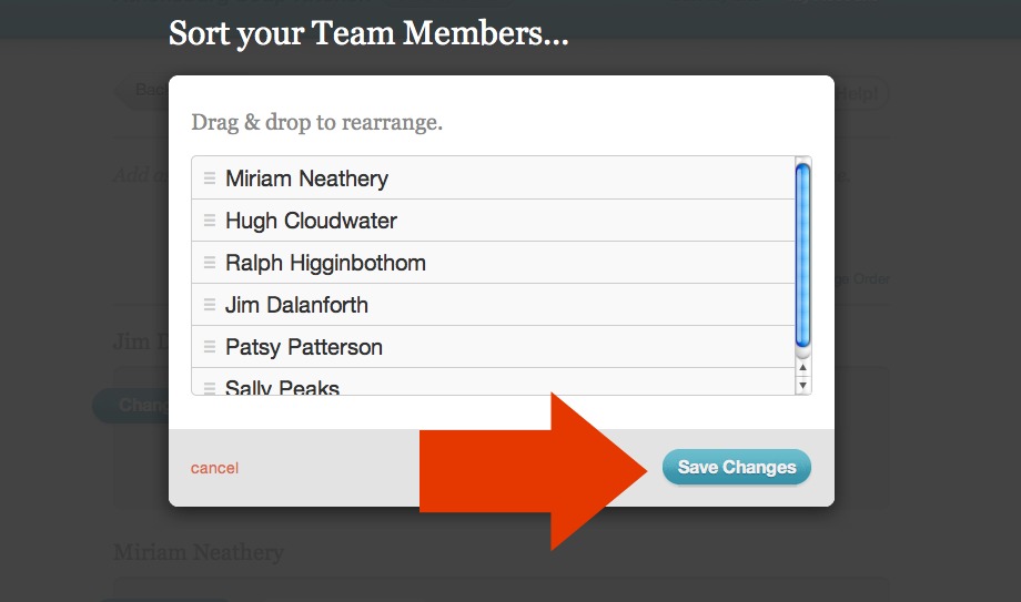 Save order of Team Member