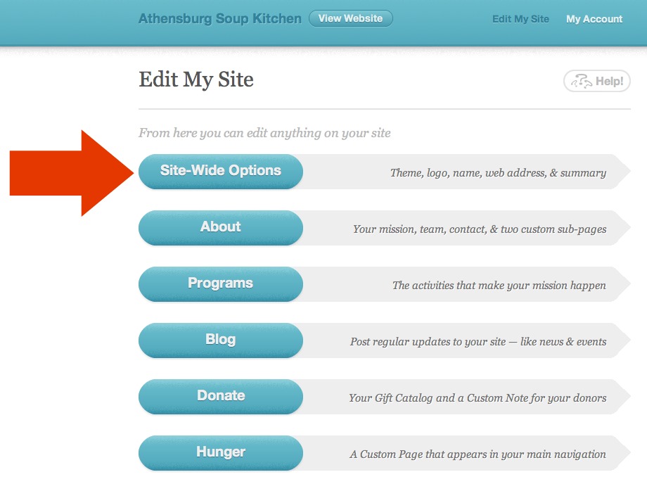 Site Wide Options button